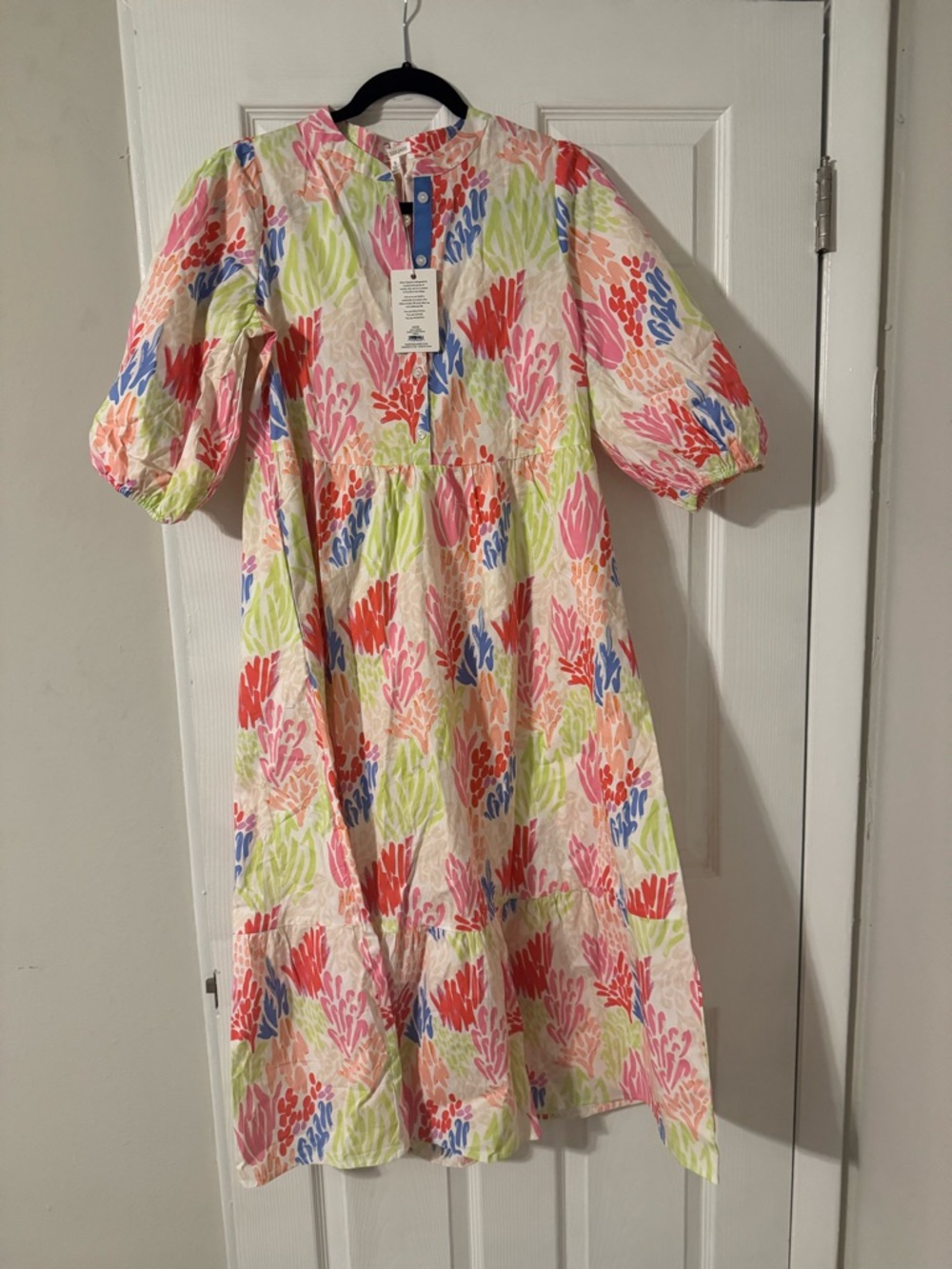 ' Multicolor Marysquare Floral Puff-Sleeve Dress